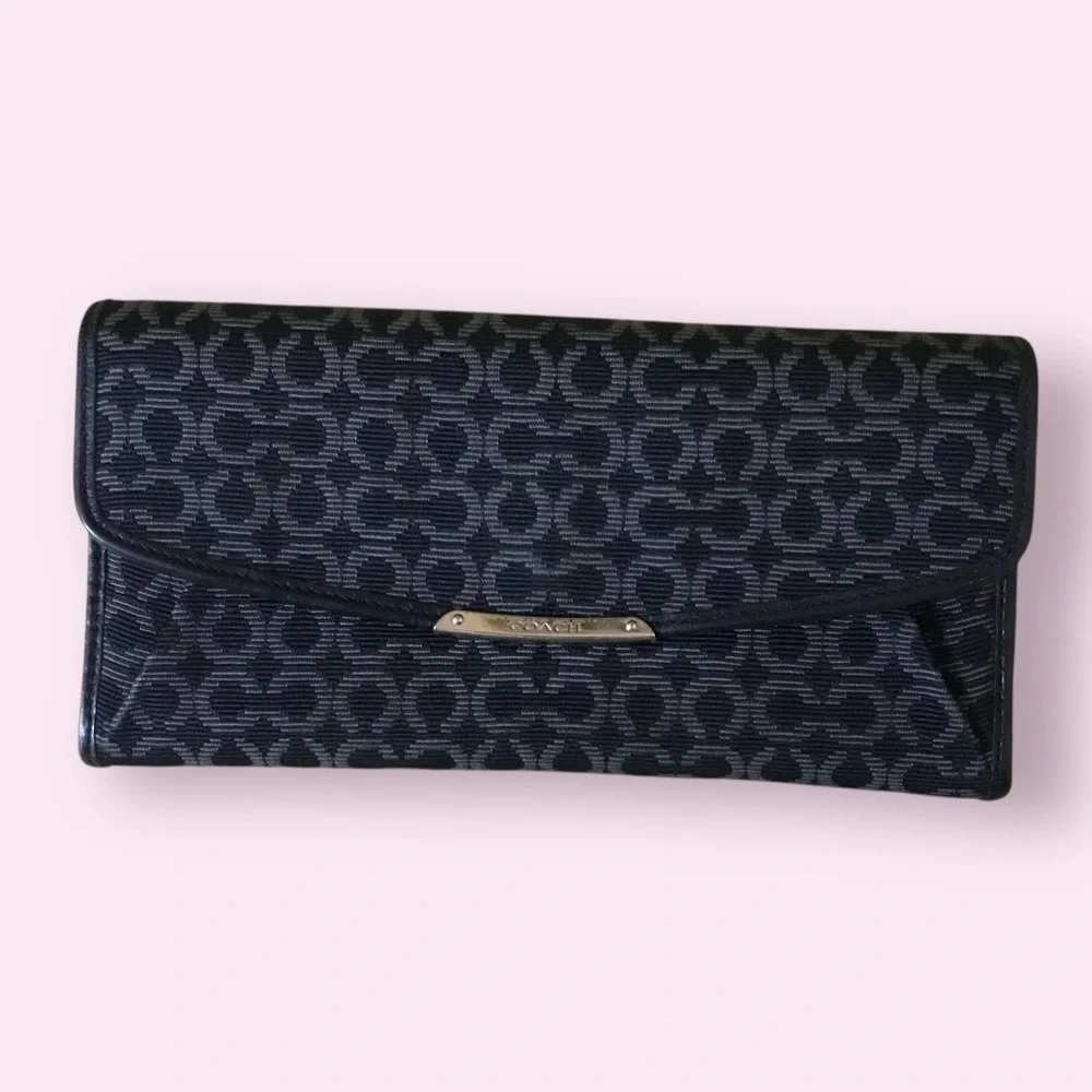 Coach Madison Slim Envelope Wallet In Needlepoint Op Art Fabric
